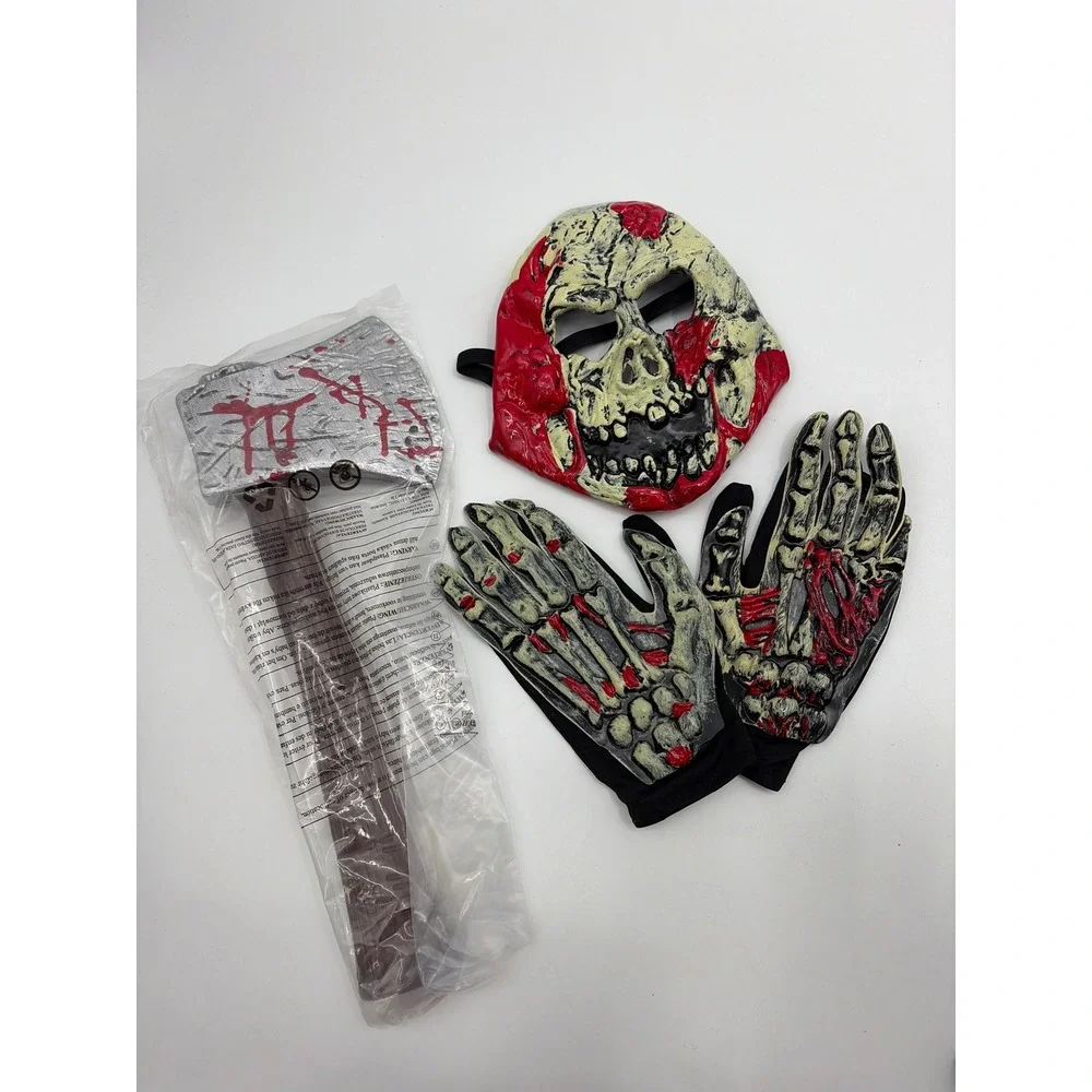 Spooktacular Creations Kids Zombie Costume Medium 8-10 Mask Axe Gloves 5pc Set